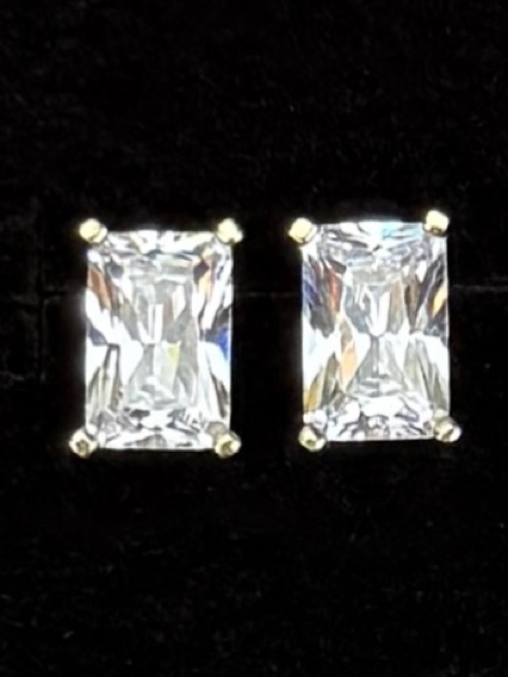 Vintage Goldtone, clear bling pierced earrings